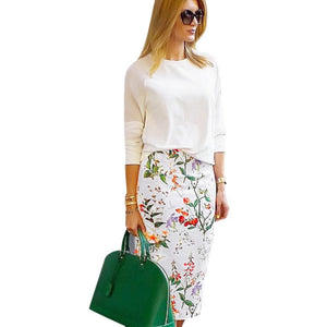 Floral Midi Pencil Skirt - Capacina