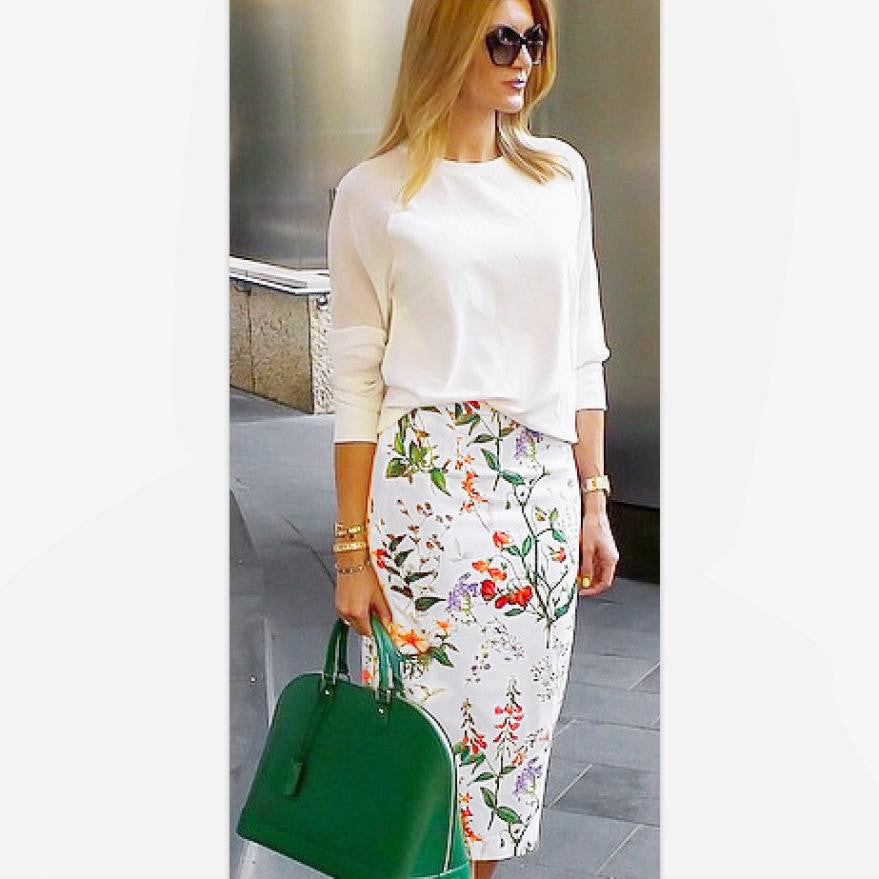 Floral Midi Pencil Skirt - Capacina